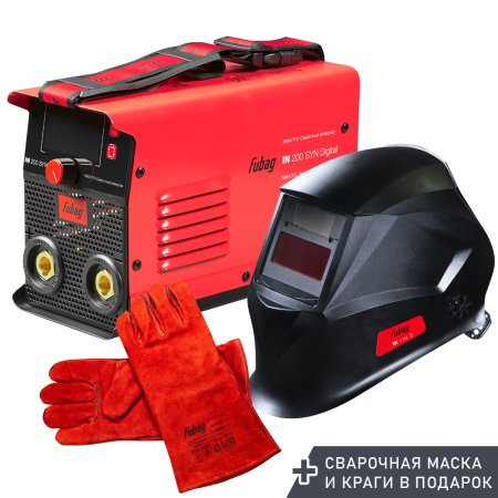 FUBAG Сварочный инвертор IN 200 SYN Digital + Маска сварщика Хамелеон IR 11N S + Сварочные краги на подкладке красные FWGN 10R в ПОДАРОК FUBAG Сварочный инвертор IN 200 SYN Digital + Маска сварщика Хамелеон IR 11N S + Сварочные краги на подкладке красные FWGN 10R в ПОДАРОК