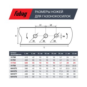 Нож для газонокосилок FUBAG 53 см (21")  в Владивостоке фото