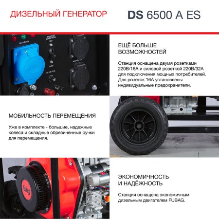 Дизельный FUBAG DS 6500 A ES генератор с электростартером и коннектором автоматики Дизельный FUBAG DS 6500 A ES генератор с электростартером и коннектором автоматики в Владивостоке фото