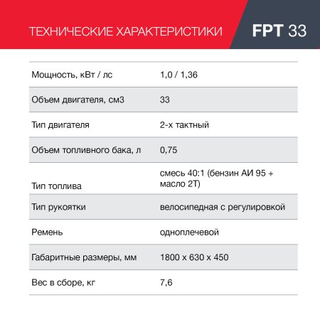 FUBAG Бензиновый триммер FPT 33 + Триммерная леска сечение витой квадрат L 130 м * 2.4 мм в ПОДАРОК в Владивостоке фото
