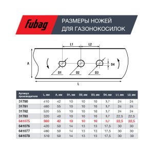 Нож для аккумуляторных газонокосилок FUBAG 38 см в Владивостоке фото